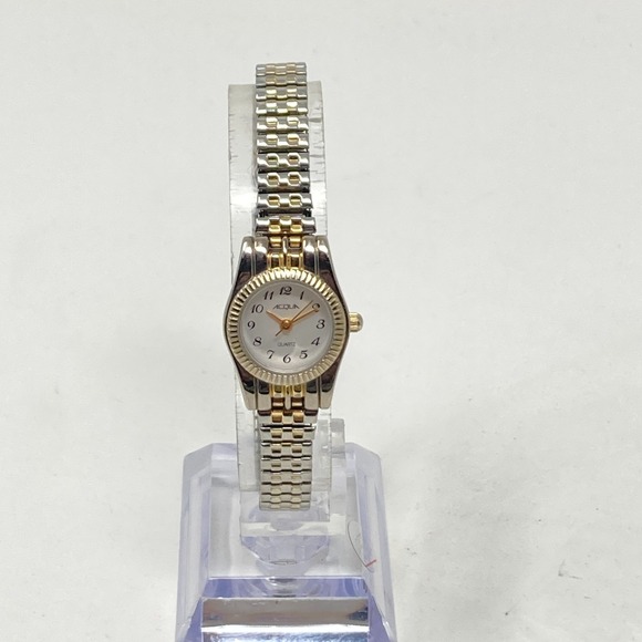 Vtg Timex Acqua Watch Women 19mm Silver Gold Tone Stretch Band New Batt 6" 2001 - Picture 4 of 14